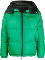 Armani Exchange logo-appliqué satin padded jacket - Vert