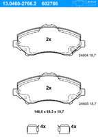 Remblokkenset, schijfrem ATE, u.a. für Jeep, Fiat, Chrysler