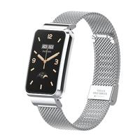 By Qubix - Milanese bandje met case - Zilver - Xiaomi Smart band 7 Pro