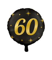 Classy Folieballon 60 Jaar Zwart/Goud (46cm) - thumbnail