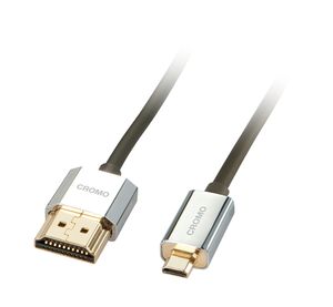 LINDY 41680 HDMI-kabel HDMI Aansluitkabel HDMI-A-stekker, HDMI-micro-D-stekker 0.50 m Grijs 4K UHD, OFC-kabel, Rond, Afgeschermd (dubbel), Extreem dun,