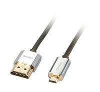 LINDY 41680 HDMI-kabel HDMI Aansluitkabel HDMI-A-stekker, HDMI-micro-D-stekker 0.50 m Grijs 4K UHD, OFC-kabel, Rond, Afgeschermd (dubbel), Extreem dun, - thumbnail