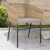 Tuinstoelen 2 st met kussens poly rattan bruin - thumbnail