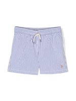 Ralph Lauren Kids short de bain rayé à lien de resserrage - Bleu