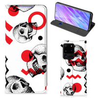 Mobiel BookCase Samsung Galaxy S20 Ultra Skull Red - thumbnail