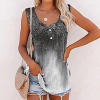 Dames Singlet Camis Zwart blauw Paars Kleurgradatie nappi Afdrukken Mouwloos Dagelijks Feestdagen Streetwear Casual V-hals Normaal Grote maten L Lightinthebox - thumbnail