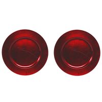 2x Ronde diner onderborden rood glimmend 33 cm