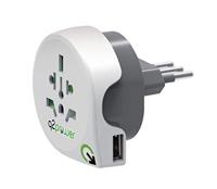 Q2 Power World to Italy All-in-One Travel Plug Adapter met USB-poort - Wit/Grijs