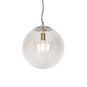 QAZQA Moderne hanglamp messing met smoke glas 40 cm - Ball