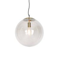 QAZQA Moderne hanglamp messing met smoke glas 40 cm - Ball - thumbnail