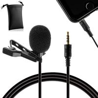 MOJOGEAR Speldmicrofoon voor Smartphones/Tablets/Telefoons - 1,5 meter kabel - 3.5 mm koptelefoon-aansluiting -Dasspeld lavalier microfoon - Zwart