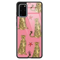 Samsung Galaxy S20 Plus glazen hardcase - The pink leopard