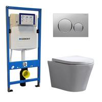 Geberit UP 320 Toiletset - Inbouw WC Hangtoilet Wandcloset - Saturna Sigma-20 Mat/Glans Chroom