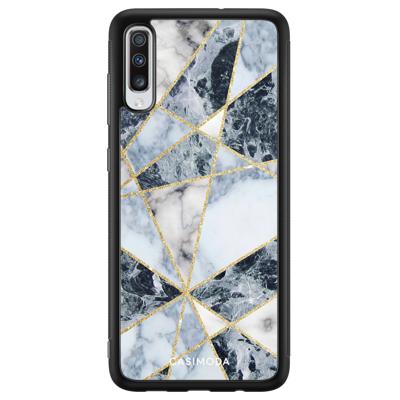Samsung Galaxy A70 hoesje - Abstract marmer blauw