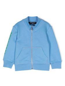 DSQUARED2 KIDS sweat zippé à logo imprimé - Bleu