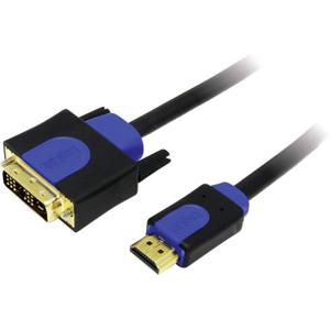 LogiLink CHB3103 DVI-kabel DVI / HDMI Adapterkabel DVI-D 18+1-polige stekker, HDMI-A-stekker 3.00 m Zwart Vergulde steekcontacten, Schroefbaar