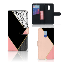 OnePlus 7 Book Case Zwart Roze Vormen