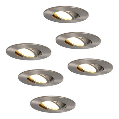 Set van 6 Napels LED inbouwspots Extra Plat (39mm) - 360° Kantelbaar - 8 Watt 570 Lumen - Dimbaar - IP65 Waterdicht voor Badkamer, binnen en buiten - RVS Set van 6 Napels LED inbouwspots Extra Plat (39mm) - 360° Kantelbaar - 8 Watt 570 Lumen - Dimbaar - IP65 Waterdicht voor Badkamer, binnen en buiten - RVS