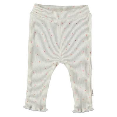 B*E*S*S baby regular fit broek met stippen ecru/lichtroze