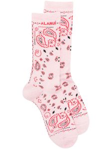 Alanui chaussettes nervurées à logo brodé - Rose