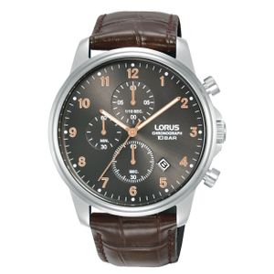 Lorus RM343JX9 Horloge Chronograaf staal-leder zwart-bruin 43 mm