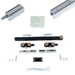 Xperta set 6m rail - alu - Plafond opbouw - Enkele deur - Dubbele softclose - inbouw auto fix - Set Eindkappen