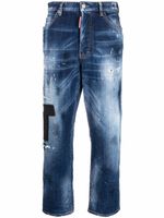 DSQUARED2 jean droit à effet usé - Bleu