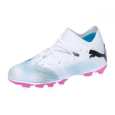 PUMA Unisex Kid's Future 7 Match Fg/Ag Jr Voetbalschoen, Puma Wit PUMA Zwart Poison Roze, 33 EU