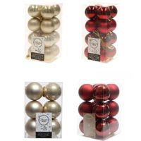 Kerstversiering kunststof kerstballen mix champagne/donkerrood 4 en 6 cm pakket van 80x stuks - thumbnail