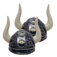 2x stuks viking verkleed helm met hoorns - thumbnail