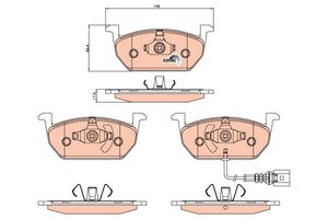 Remblokkenset, schijfrem TRW, u.a. fÃ¼r Seat, VW, Audi, Skoda