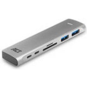 ACT USB-C Thunderbolt 3 naar HDMI female multiport adapter 4K, USB-C, 2x USB-A, cardreader, PD pass