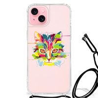 iPhone 15 Plus Stevig Bumper Hoesje Cat Color