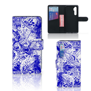 Telefoonhoesje met Naam Xiaomi Mi Note 10 Lite Angel Skull Blauw