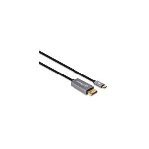 Manhattan 354851 DisplayPort-kabel DisplayPort / USB-C Aansluitkabel DisplayPort-stekker, USB-C stekker 3.00 m Grijs, Zwart Afgeschermd (drievoudig), Vergulde