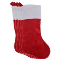 Decoratie kerstsokken - 4x - rood - H43 cm - polyester - traditioneel - kerstsokken - thumbnail