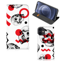 Mobiel BookCase iPhone 12 Mini Skull Red