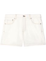 Off-White short en jean à coutures contrastantes - Blanc