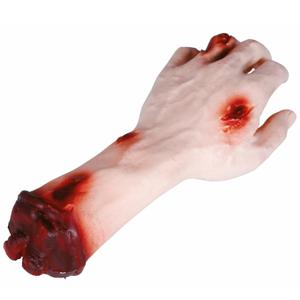 Horror nep afgehakte hand met wonden - bebloede lichaamsdelen/ledematen - 25 cm - Halloween decorati