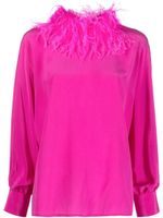 STYLAND blouse bordée de plumes à manches longues - Rose