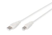 DIGITUS USB 2.0 verbindingskabel - 1,8m - USB A (M) naar USB B (M) - 480 Mbit/s - verbindingskabel, compatibel met USB - Beige