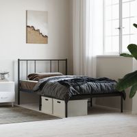 Bedframe met hoofdbord metaal zwart 90x190 cm