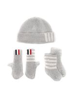 Thom Browne Kids ensemble bonnet-gants en mérinos - Gris