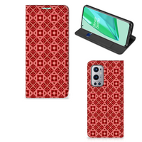 OnePlus 9 Pro Hoesje met Magneet Batik Rood - thumbnail