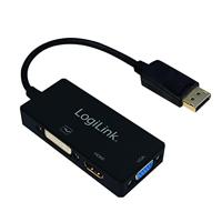 LogiLink CV0109 4K DisplayPort naar DVI/HDMI/VGA-adapter, zwart