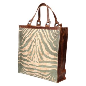 Leather Design Canvas Boodschappentas met Hunter Leer | Zebra