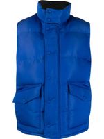 Alexander McQueen gilet matelassé à logo imprimé - Bleu