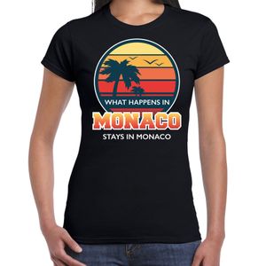 Monaco zomer t-shirt / shirt What happens in Monaco stays in Monaco zwart voor dames