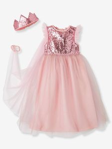 Verkleedkleren prinses met sluier en kroon roze