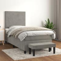 Boxspring met matras fluweel lichtgrijs 100x200 cm SKU: V3137707